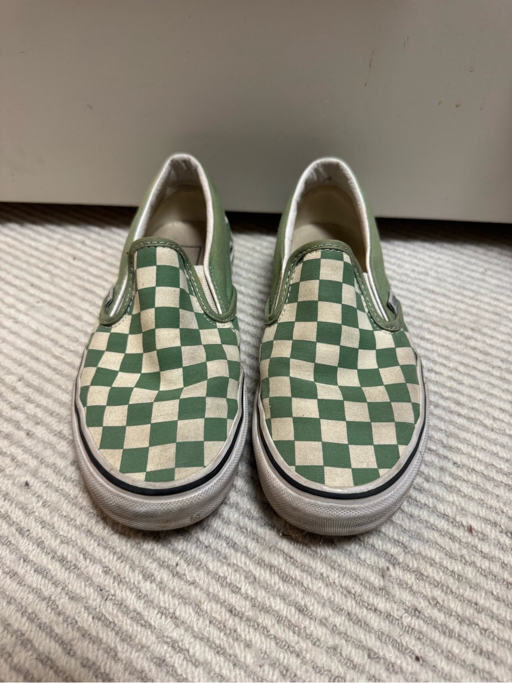 Green Checkerboard Slip-On Vans Shoes Women Size 6